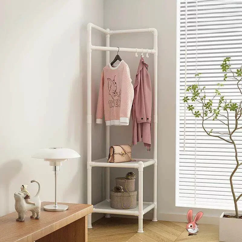 Floor Standing Integrated Clothes Hanger for Bedroom Balcony Multi Functional Storage Organizer Wall Mounted Coat Hook Rack