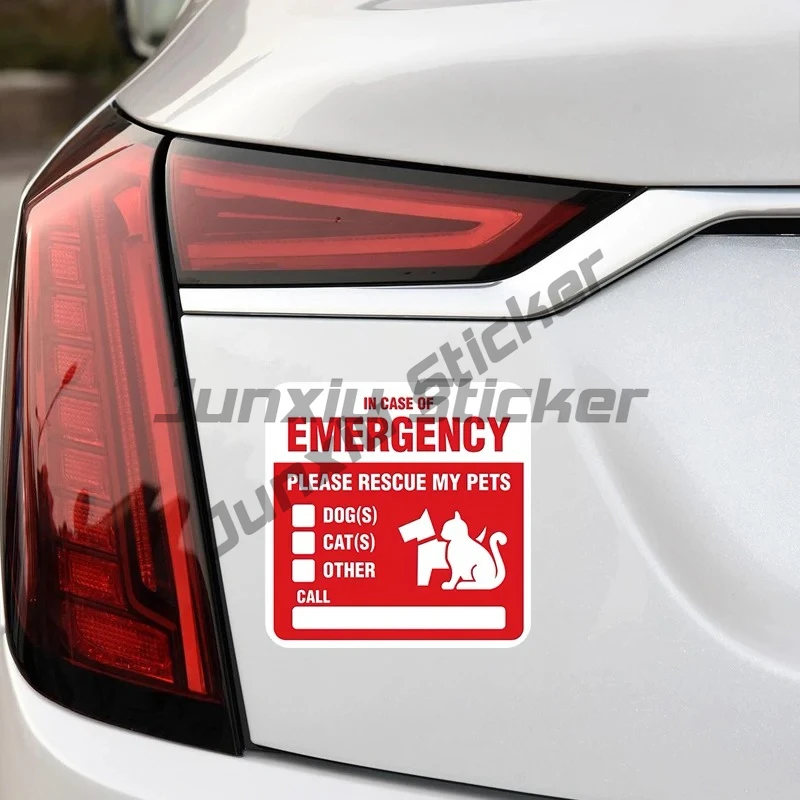 DOG CAT EMERGENCY STICKER - Pets Alone Inside Survival Rescue Warning Help