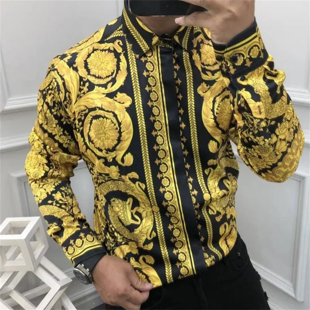 2024 Fashion Men's Luxury Shirts Image Print Men's Long Sleeve Lapel Shirts Casual Party Street Hawaiian Shirts Plus Size XS-6XL