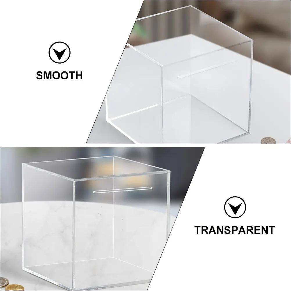 

Acrylic Piggy Bank Coin Clear Money Saving Only Desktop Container for Cash Mini