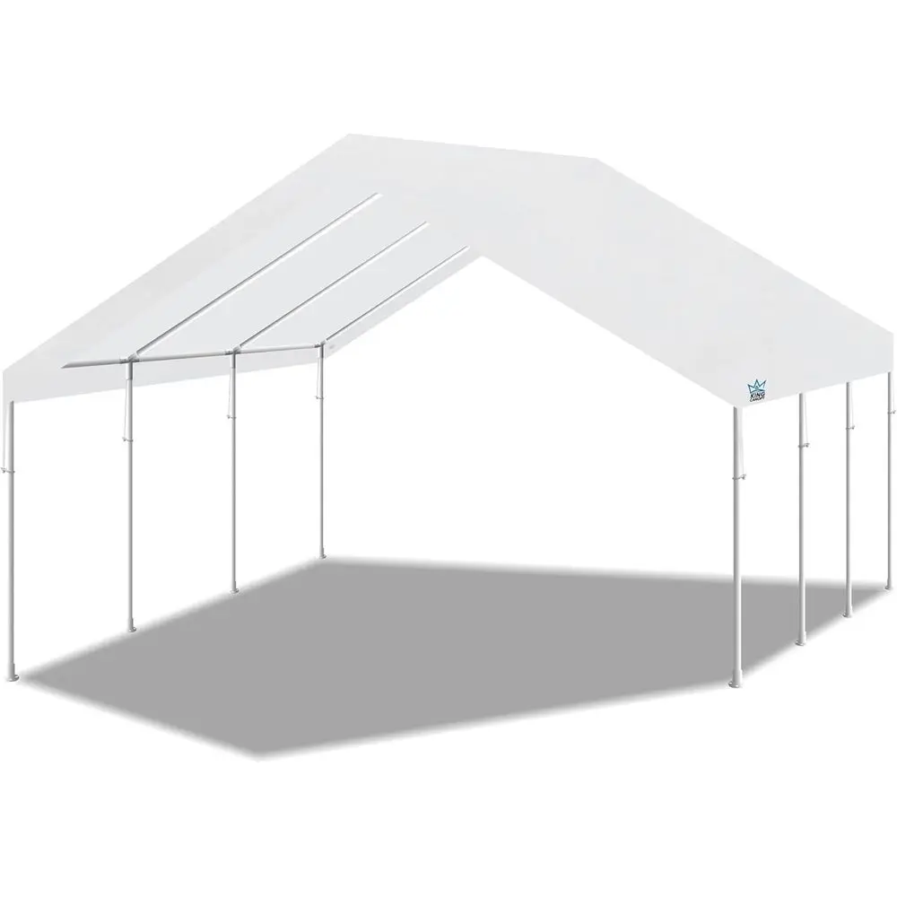 

Hercules 18' x 20' Hammertone Steel 8-Leg Carport with Buttons, White