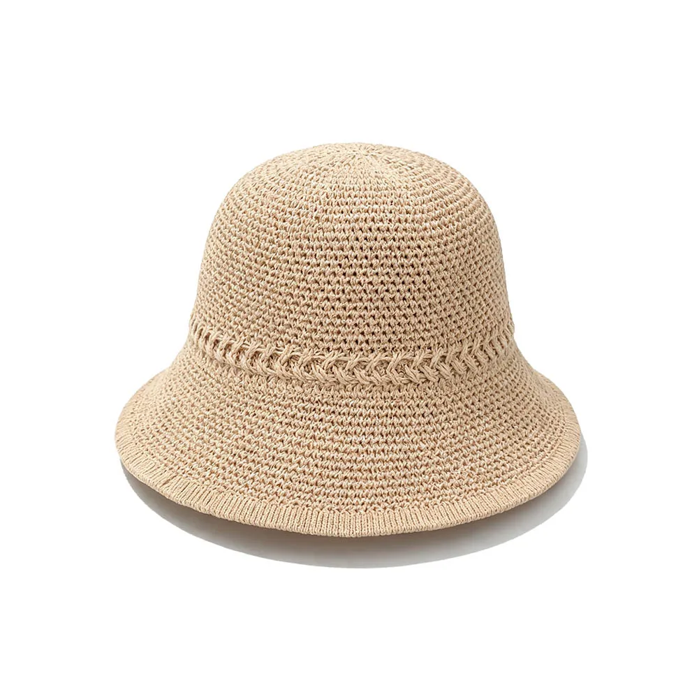 Lightweight Summer Fisherman Hat for Women Paper Straw Wide Brim Breathable Sun Hat for Daily and Vacation Use