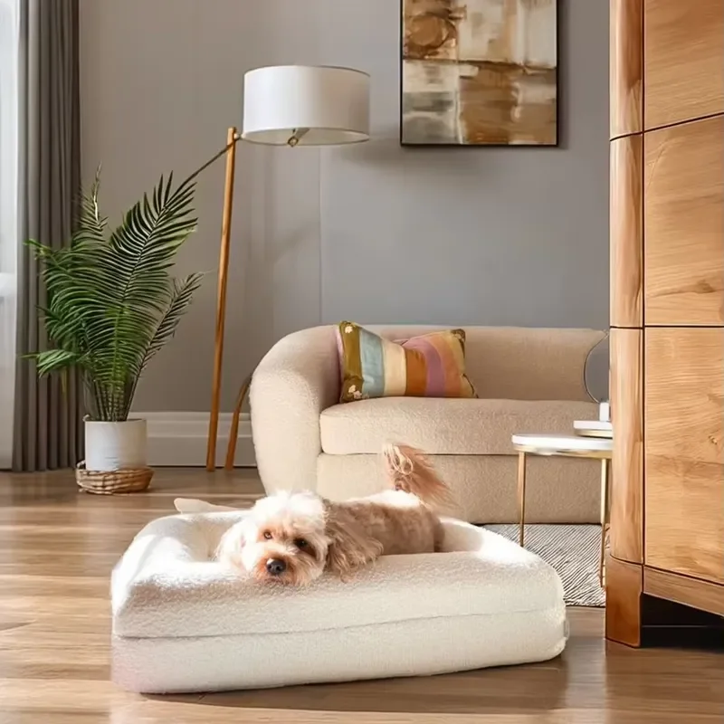 Custom Luxury Rectangular Memory Foam Dog Bed Non Slip Bottom Soft Sofa Pet Bed