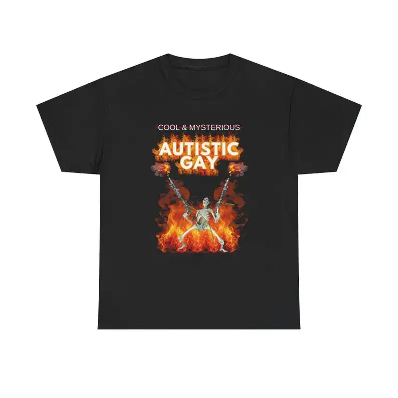Autistic Gay Graphic Tee, Unisex Heavy Cotton Shirt, Funny Hard Skeleton Meme, Cringe Autistic Gift, Cool Statement T-Shirt