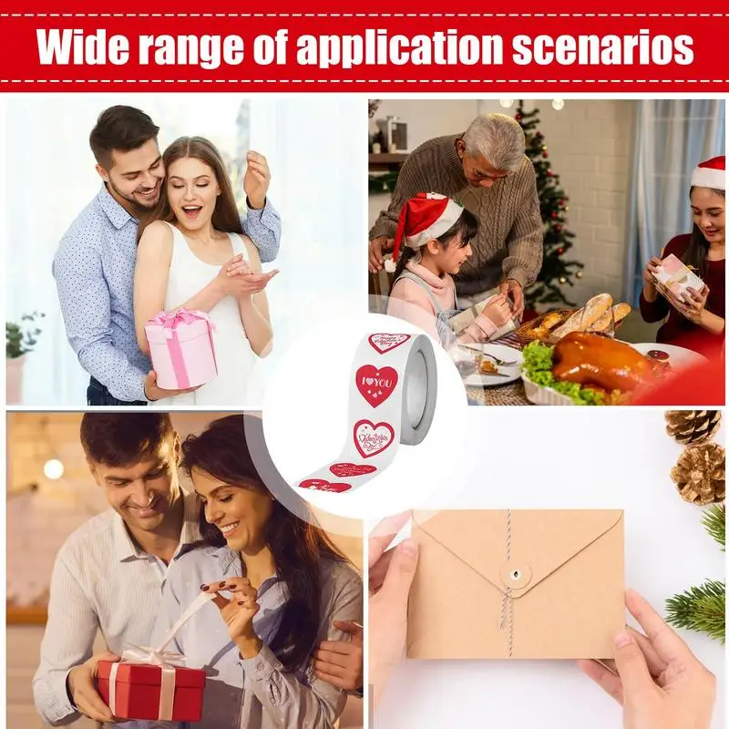 Autocollants d'étiquette de coeur rouge, joint d'emballage de cadeau de bonne Saint Valentin, sac de bonbons, décoration d'invitation de mariage, autocollant d'enveloppe