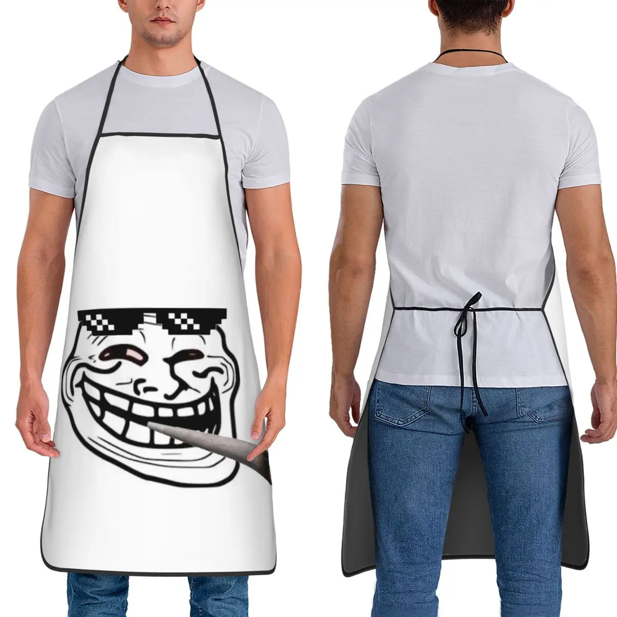 

Novelty TROLL Face Meme Funny Apron Chef Cuisine Tablier Waterproof Bib Kitchen Cleaning Pinafore for Women Men Gardening