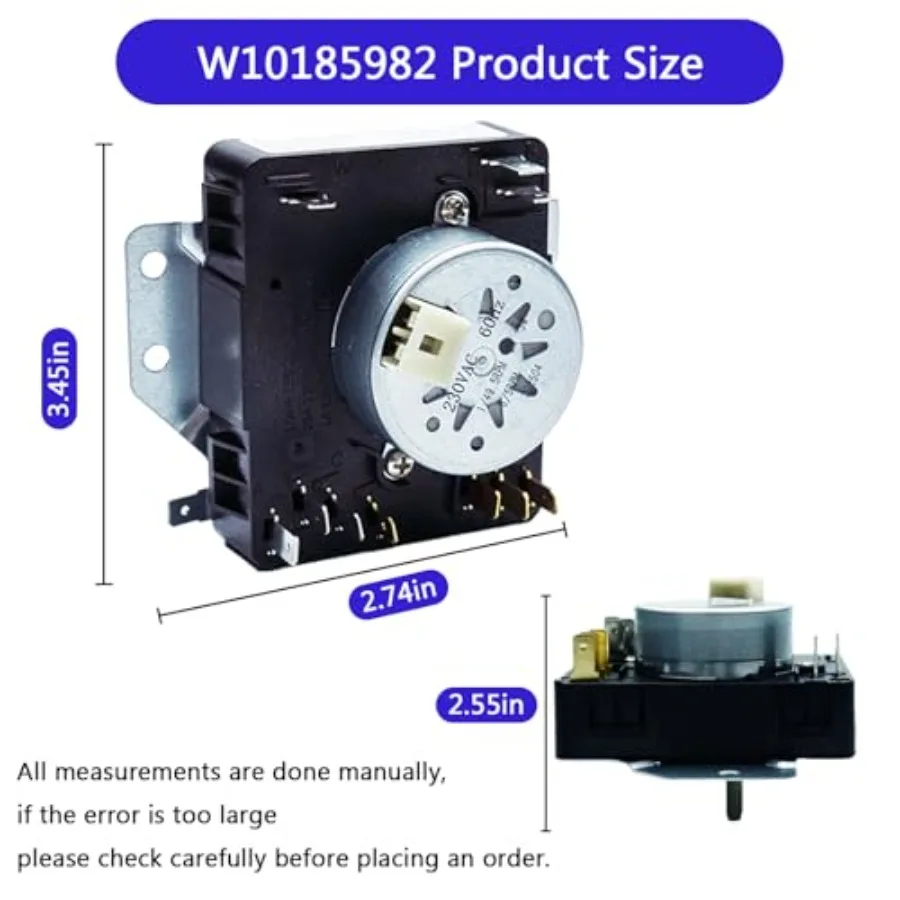 W10185982 Trockner-Timer, kompatibel mit Whirlpool Maytag KitchenAid Amana Admiral Norge