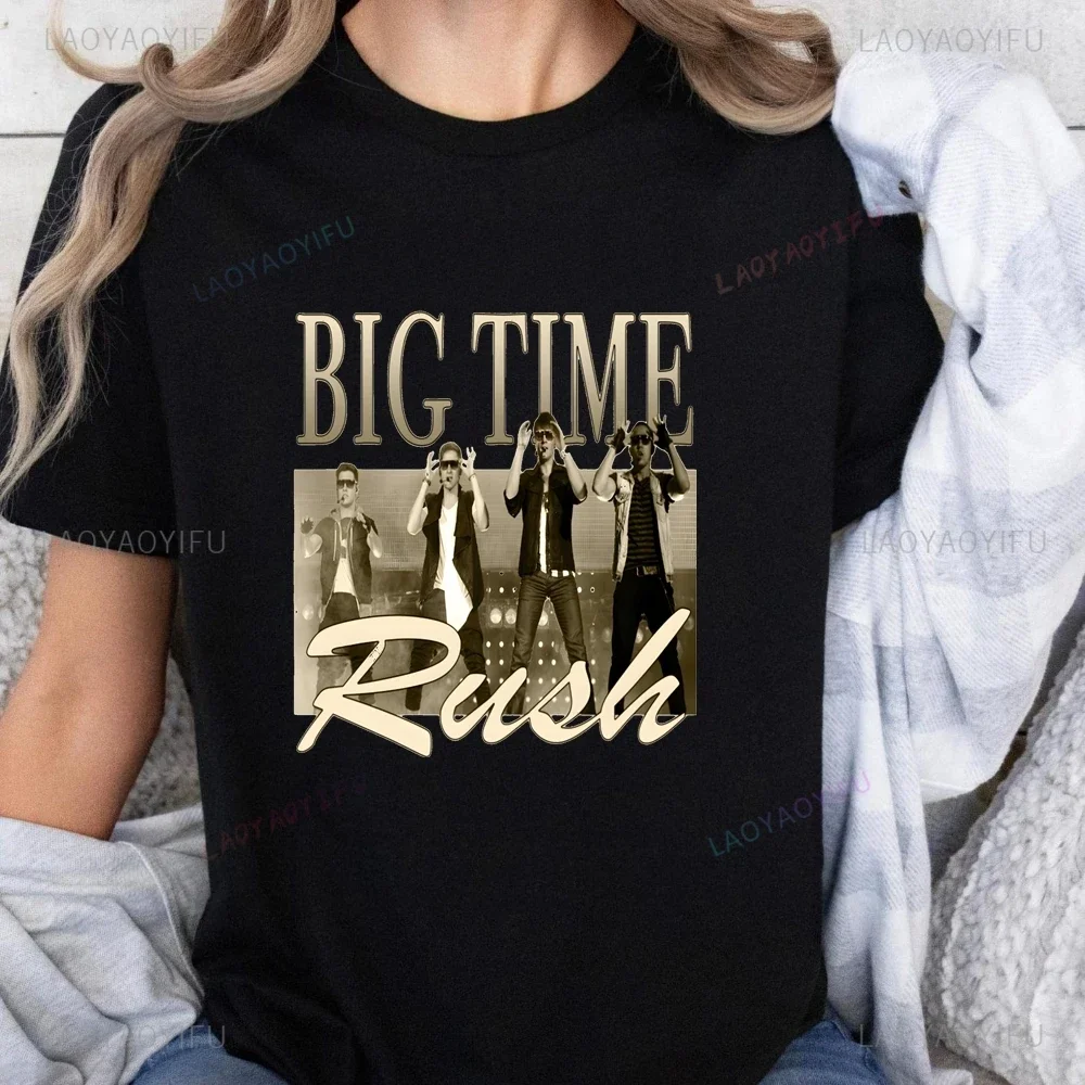 Streetwear BTR Band Printed T-shirt Top Big Time Rush Neutral Trend Harajuku Short Sleeve Unisex Shirt Graphic Large T-shirt
