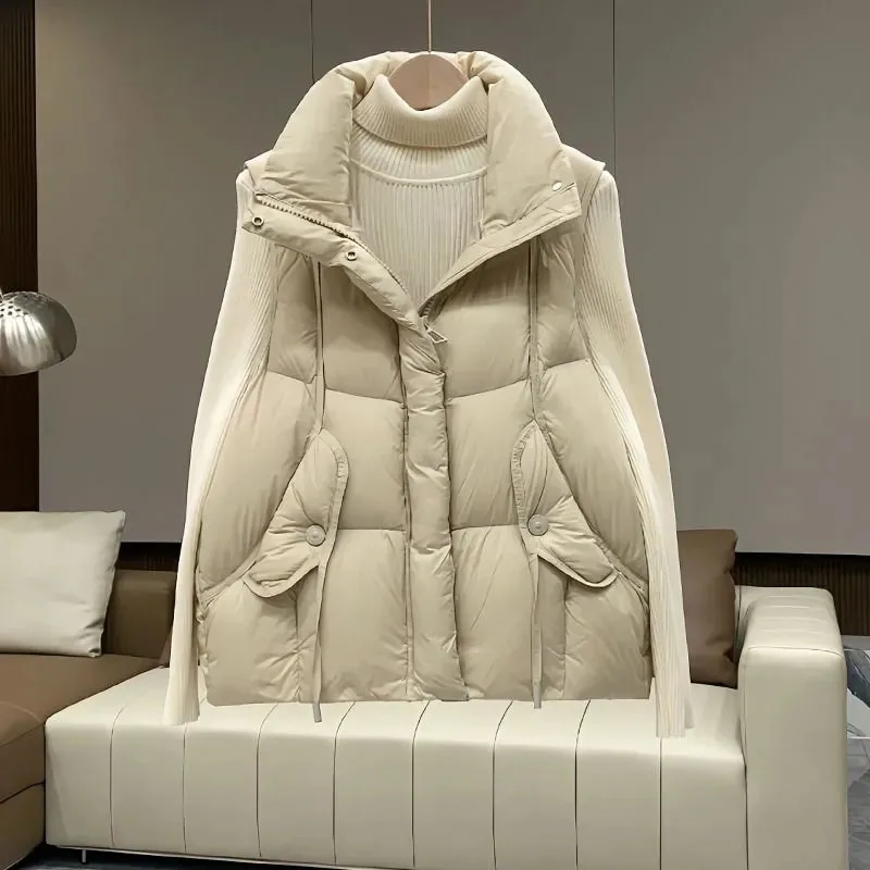 

2025New Autumn Winter Down Cotton Vest Jacket Women Korean Stand Collar Short Sleeveless Thick Warm Parkas Waistcoat Ladies Tops