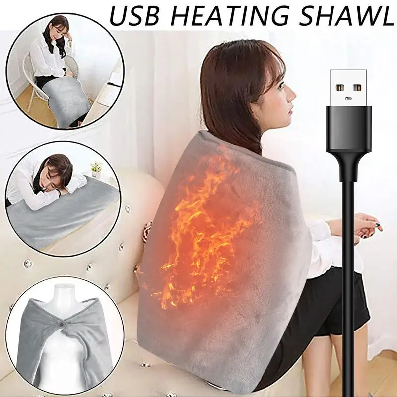 

Electric Blanket Heated Cordless USB 3 Heating Level & Auto Off Function 5V/2A Safety Voltage Heated Shawl Throw For Travel Home