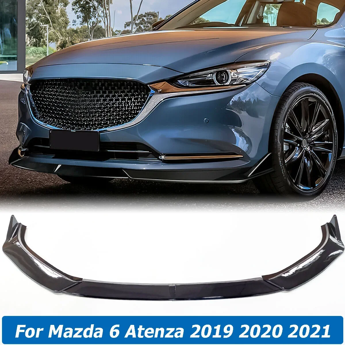 

3PCS Front Bumper Lip For Mazda 6 Atenza 2019 2020 2021 Side Splitter Spoiler Deflector Guard Trim Body Kit Car Accessories