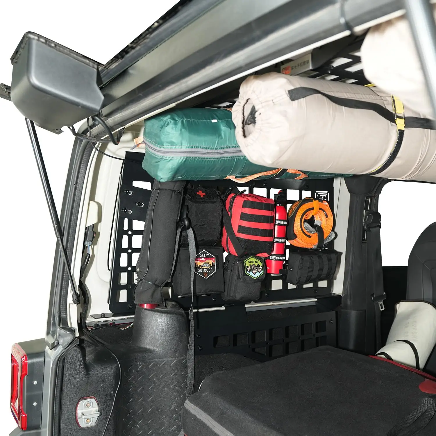 for Jeep Wrangler JK 2-Door Hardtop 2007-2017 Modular Trunk Organizer Aluminum Alloy Cargo Net Luggage Rack Boot Space Saver