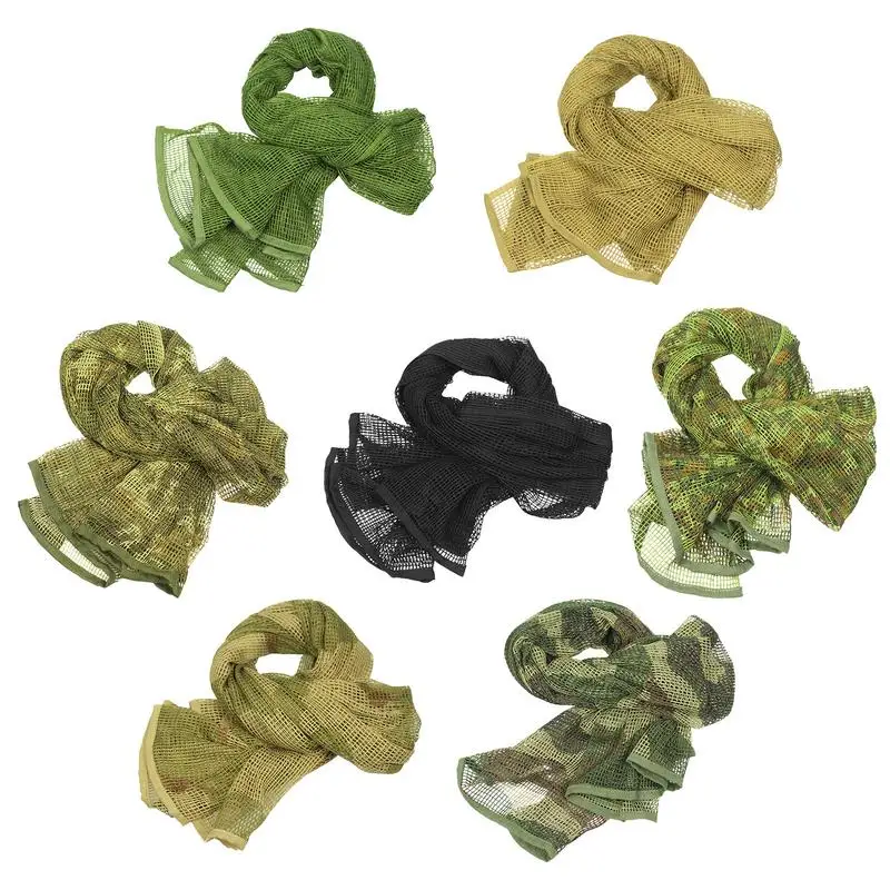 Military Scarf Camouflage Mesh Neck Scarf KeffIyeh Sniper Face Scarf Mask Shemagh Head Wrap For Outdoor Camping Hunting