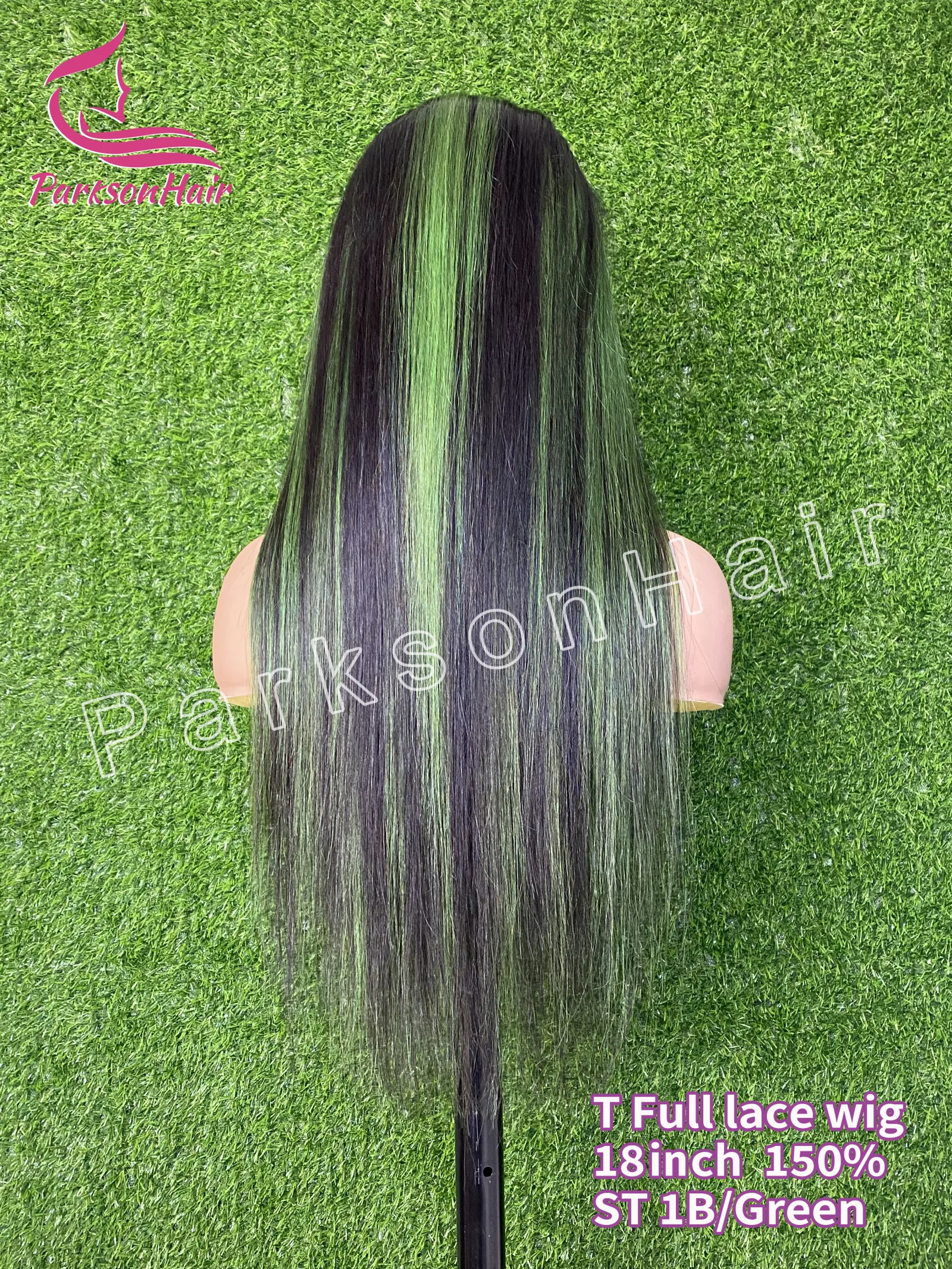 مستقيم تسليط الضوء على خصلات الشعر المستعار الإنسان الأسود مع الأخضر اللون 13x4 13x6 الدانتيل الجبهة الباروكات للنساء قبل قطعها الشعر البشري البرازيلي