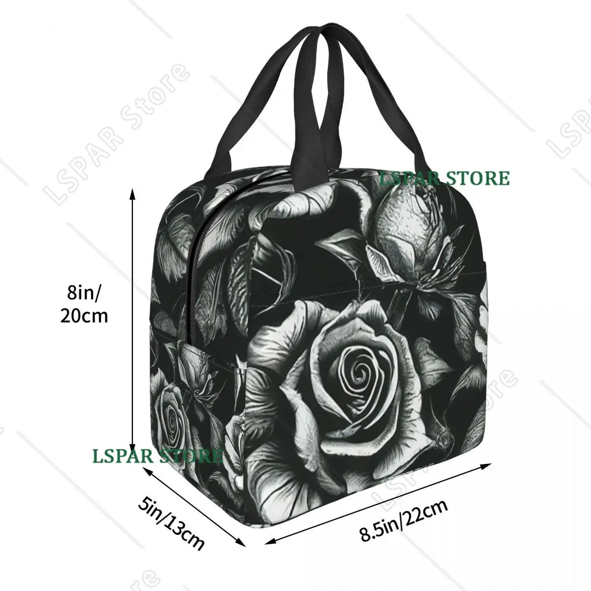 Rose Gothic Printed Lunch Bags Insulated Bento Box Waterproof Lunch Tote Leakproof Picnic Bags for Woman Girl Office