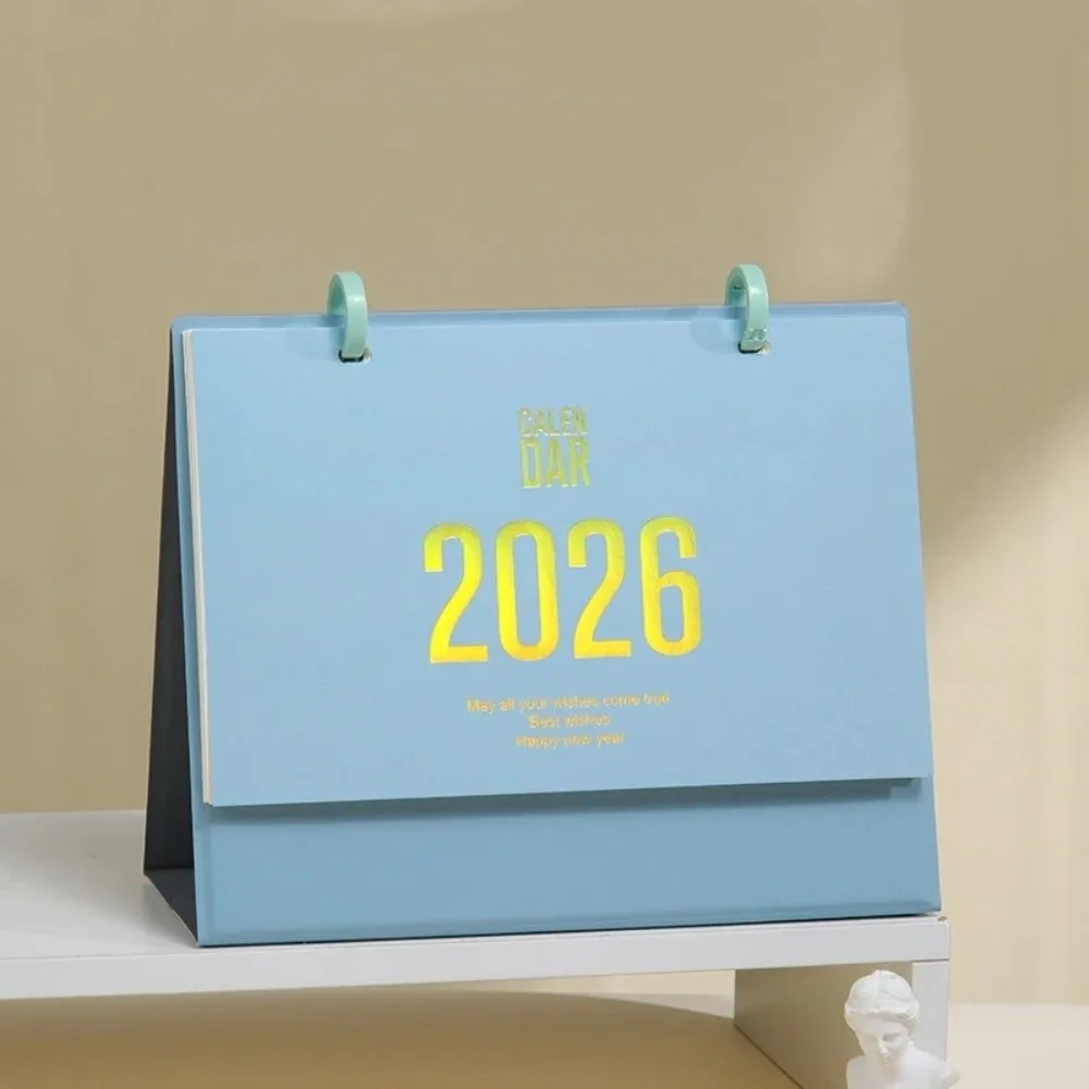 النمط الصيني 2026 أجندة مكتبية /رزنامة مكتبية بلون لفائف ملزمة الحصان سنة التقويم بسيط شهر تاريخ عرض الجدول الزمني مخطط #2