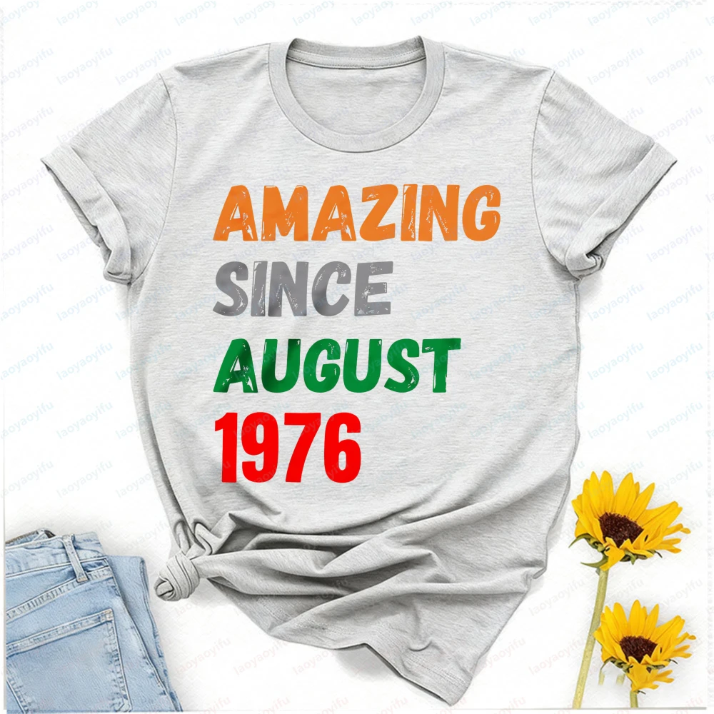 Amazing Since August 976 Women Clothes Y2k Top Oversized T Shirt Vintage Clothes Harajuku High Quality Cotton Tops