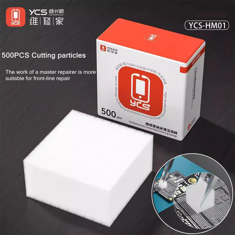 ESD Alcohol Bottle 60ml YCS-HM01 Nano Cleaning Sponge 500pcs and Chip Tin Special Tweezers for Electronic Circuit Board Repair