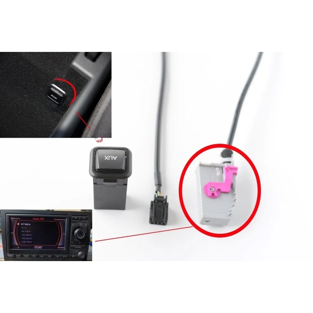 Audio Socket Aux Stereo Adaptor Cable Audio Cable 8J0035475 For A1 For RS5 32PIN To AUX IN Input Socket Center Console Parts
