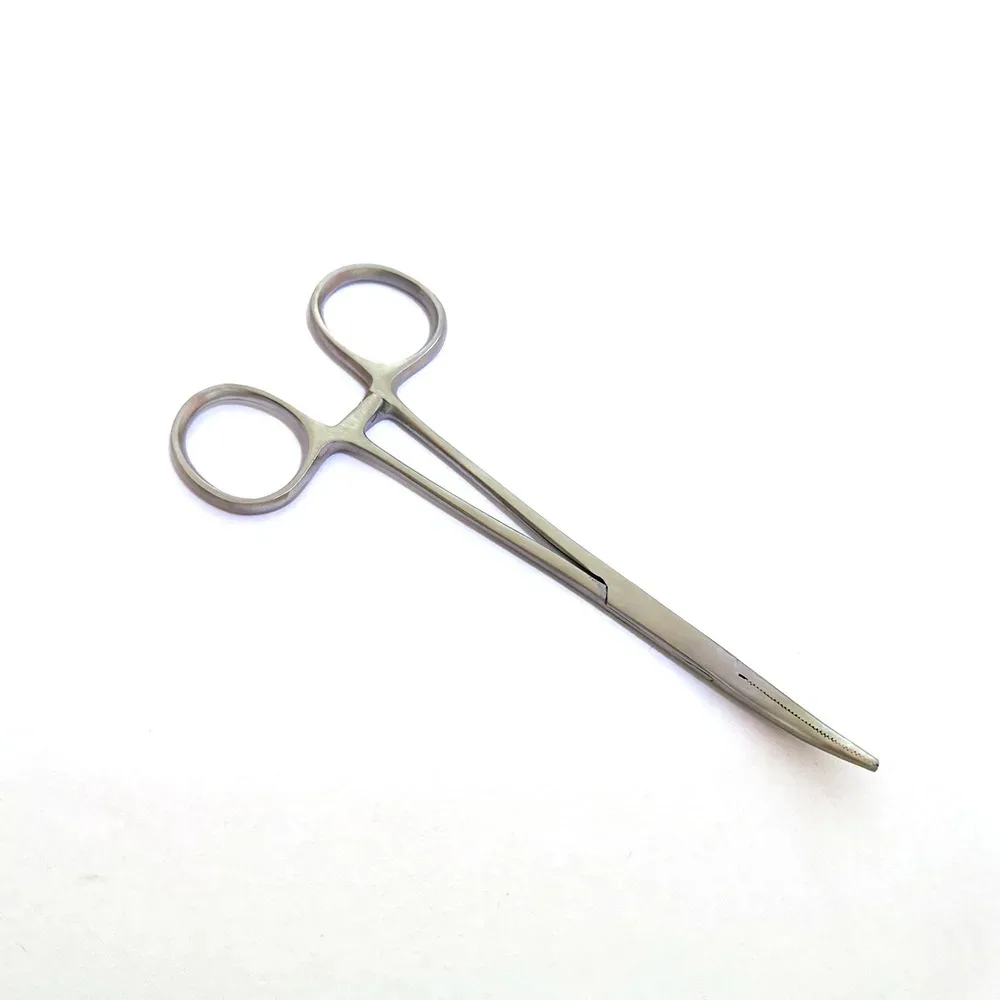 1pc Stainless Steel Hemostatic Forceps Surgical Forceps Tool Hemostat Locking Clamps Forceps Fishing Pliers Curved Tip