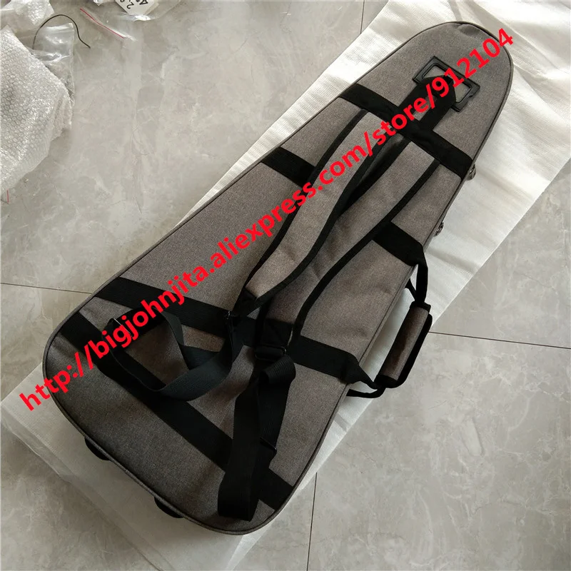Gray Guitar Bag,Fit for Headless Electric Guitar , Backpack Double Straps Bag, BJ-547
