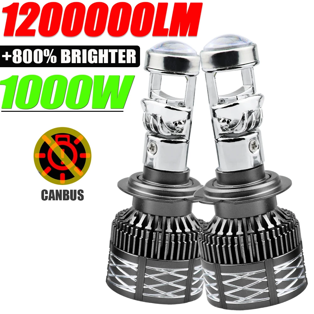 

H7 LED Headlight H4 Bi LED Projector Hi/Lo Beam Car Lights H11 H9 H8 9005 9006 Auto Bulbs CANBUS High Power Fog Lamp Turbo Fan