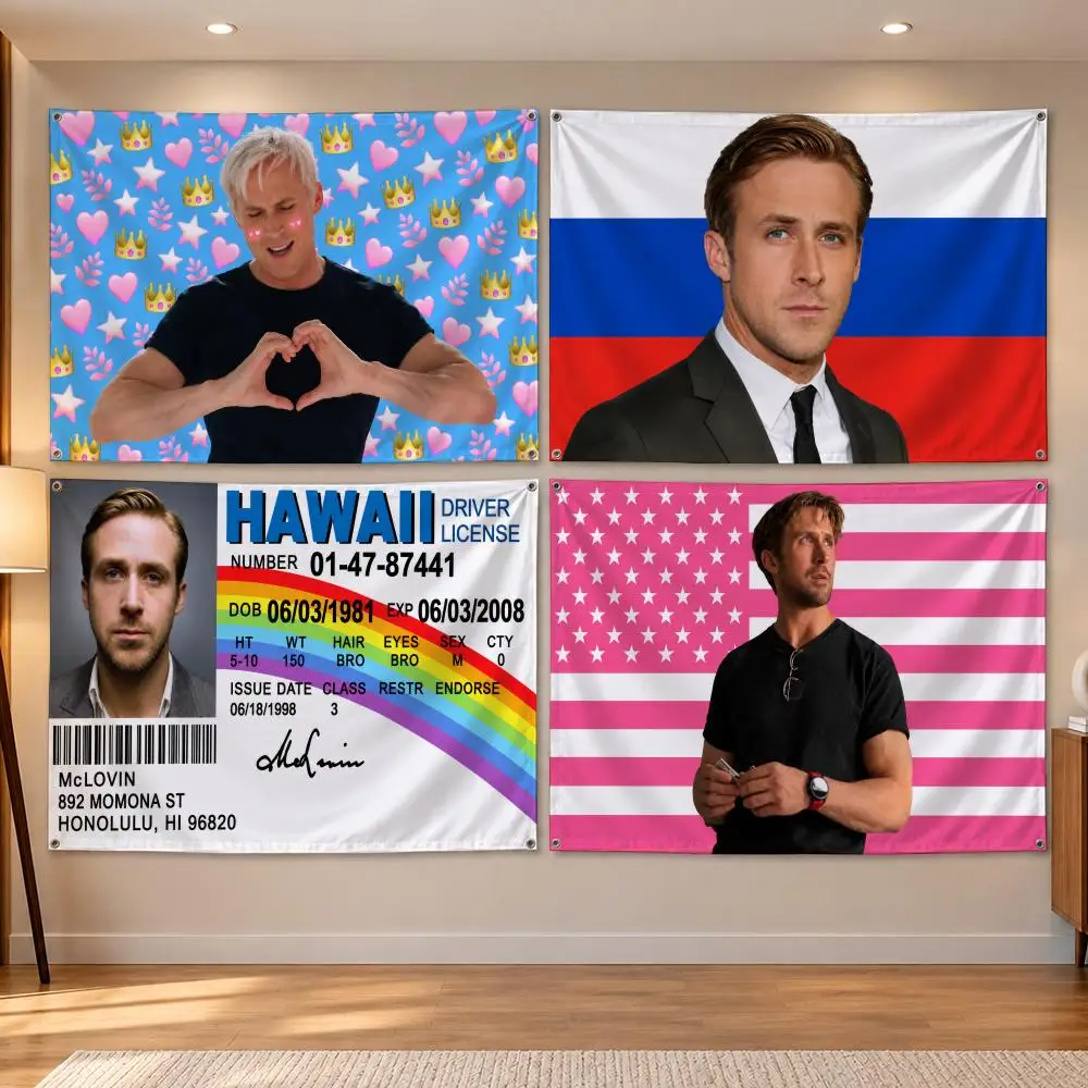 Actor R-Ryan Gosling Flags Banner Decor for Bedroom,Garden,Party,Club,Indoor Outdoor, Fan Gift