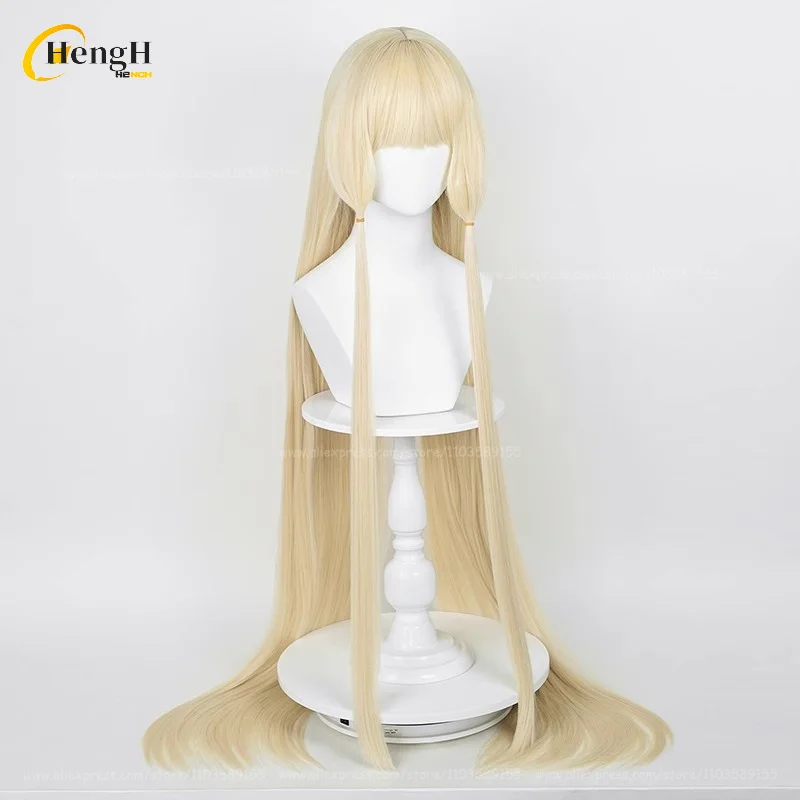 Disponibile Anime Chi Capelli sintetici Lunghi 120 cm Capelli lisci dorati chiari Capelli resistenti al calore Parrucche cosplay per feste di Halloween