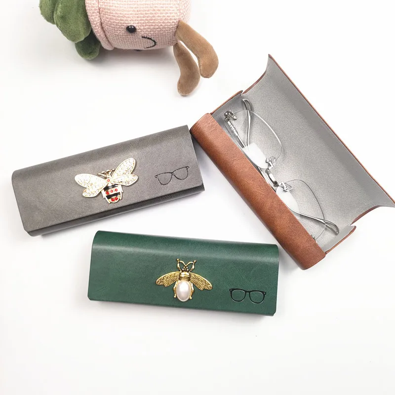 

Diamond-Encrusted Bee Pattern Spectacles Box Glasses Case Men Women Vintage Cases Retro DIY Fashion Eyeglasses Cases B2