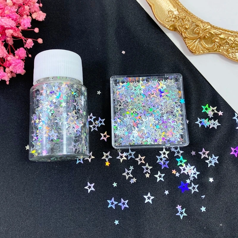 Star Glitter อีพ็อกซี่เรซินแม่พิมพ์ฟิลเลอร์เล็บเลื่อม Glitters-Flake ตกแต่งเล็บ เรซิ่นบรรจุวัสดุ