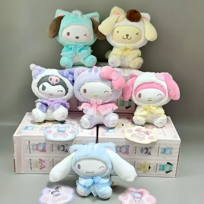 

In Stock New Original Hello Kitty Kuromi Play with Kitten series Blind Box Vinyl Keychain Cute Pendant Collectible Birthday Gift