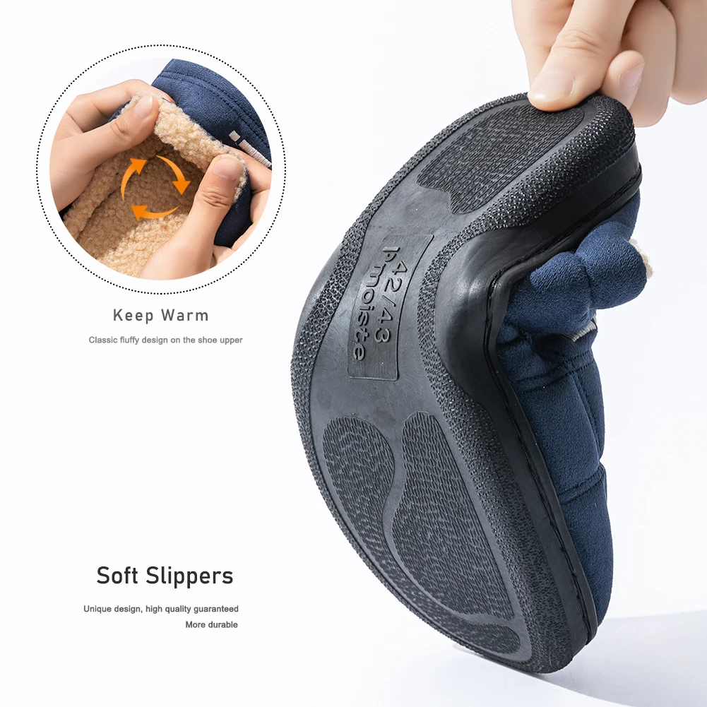 Pmoiste غامض الجلد المدبوغ أحذية غرفة المعيشة الرجال مريحة لينة الدافئة الخياطة رغوة الذاكرة شبشب منزل الشتاء داخلي جودة عالية