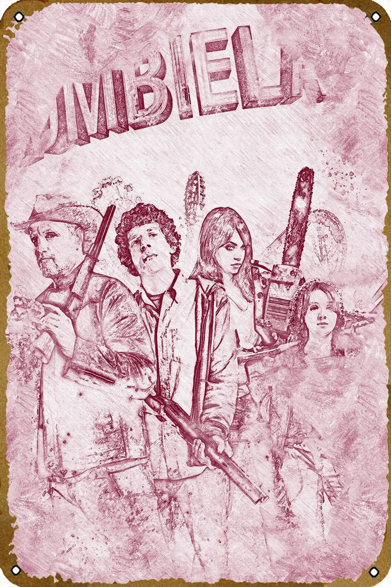 1a ، فيلم زومبي لاند تين تسجيل علامة معدنية عتيقة للرجال النساء لوحة جدار ديكور لشريط حانة المنزل مقهى 8x12 بوصة #1