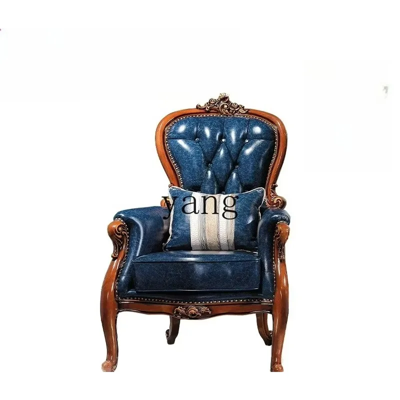 LTT American all-solid wood balcony leisure chair retro single sofa chair bedroom back chair