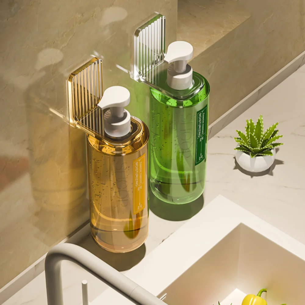 Wall Mounted Shower Gel Bottle Rack Non-rust Stainless Steel Shampoo Bottle Holder Adjustable Black/Grey/White