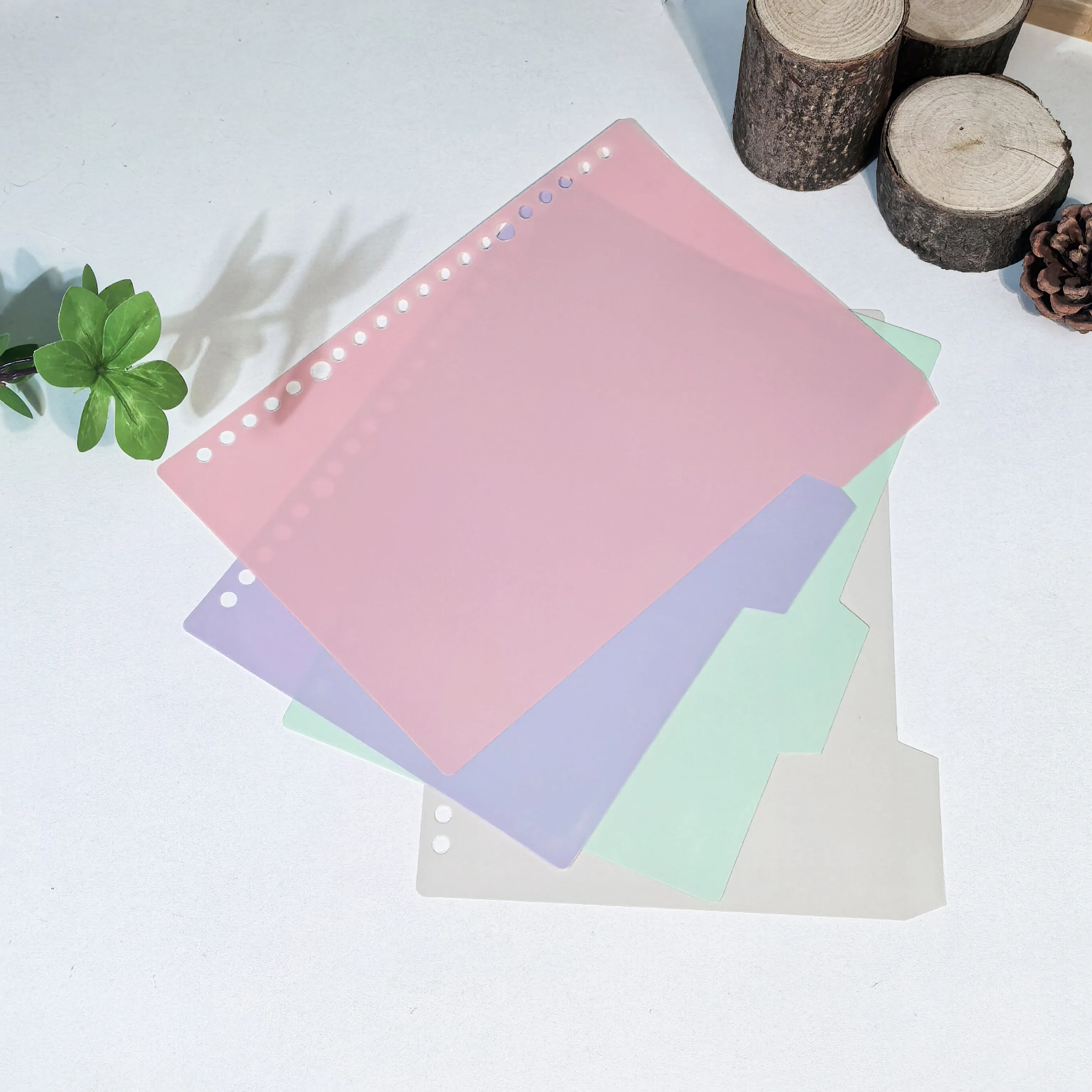 A4 A5 B5 Plastic Binder Dividers with Tabs, 4 Pastel Color Pages,Notebook Divider Sheets for 20/26/30 Hole Loose Leaf Planner