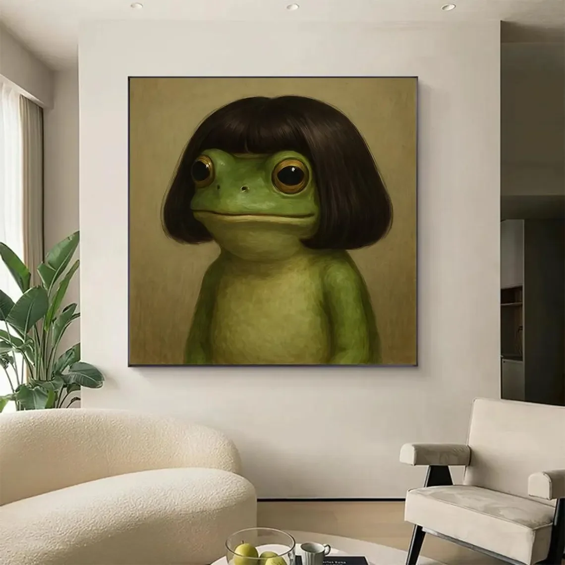 Whimsical Frog Portrait Canvas Print: Funny Animal Wall Art image 2