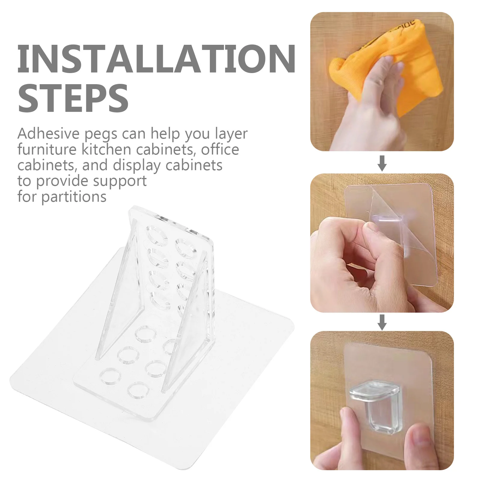 

12Pcs Floating Shelves Brackets Nail Free Design Widely Used in Various Items Bathroom Shelves Freezer Clips Home Accessory