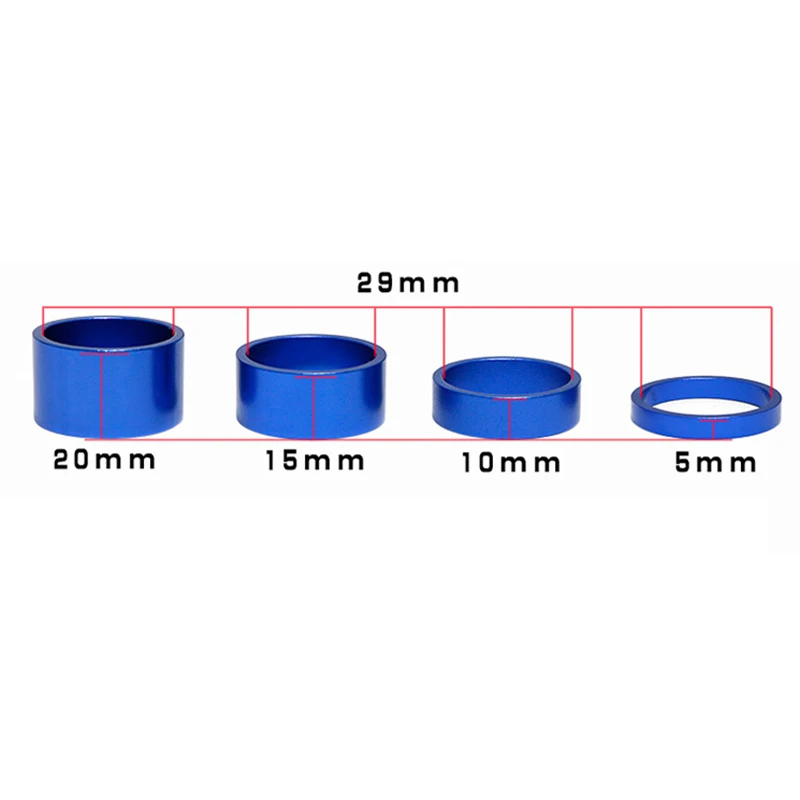 4Pcs/Set 5/10/15/20mm Aluminum Alloy Headset Stem Spacer MTB 28.6mm Fork Washer Cap for Road Bike Cycling,Silver