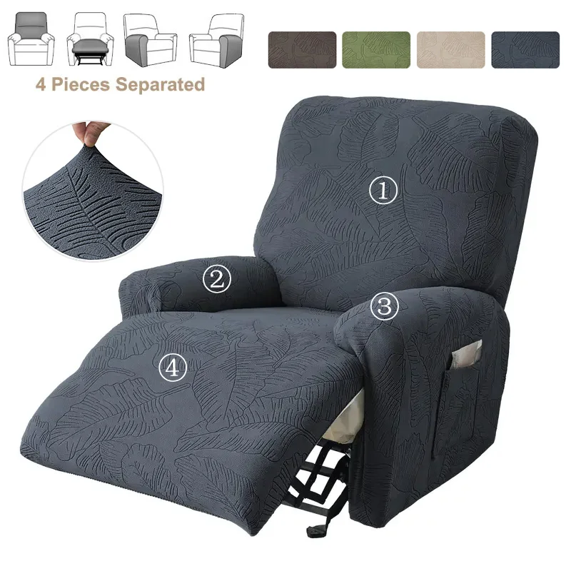 Single Recliner Sofa Cover Jacquard Stretch Split Armchair Slipcover Relax 1 Seater Reclining Couch Covers for Living Room