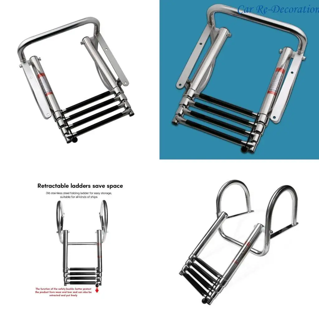 

R58D Телескопическая лодочная лестница прочная из нержавеющей стали 3/4 стадия складная лестница подходит для безопасного входа
