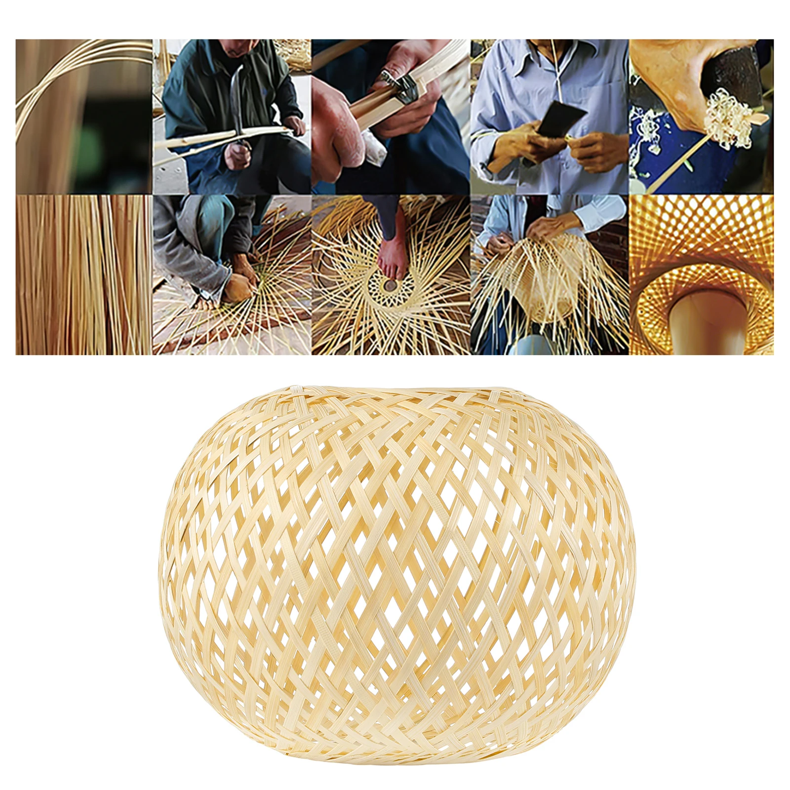 

Bamboo Weaving Lampshade Handmade Rice Paper Lantern Cover Restaurant Hotel Hanging Light Rustic Bohemian Style Ceiling Lamp