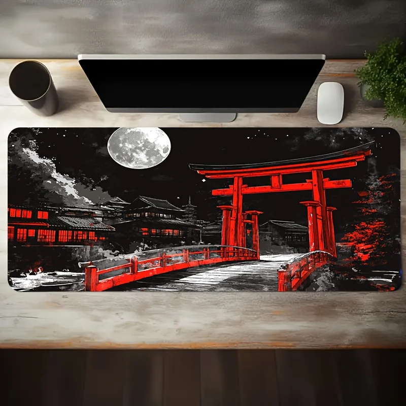 Japanese Torii Gate Night Scene Extra Large Gaming Mouse Pad Desk Mat Non-Slip Rubber Base