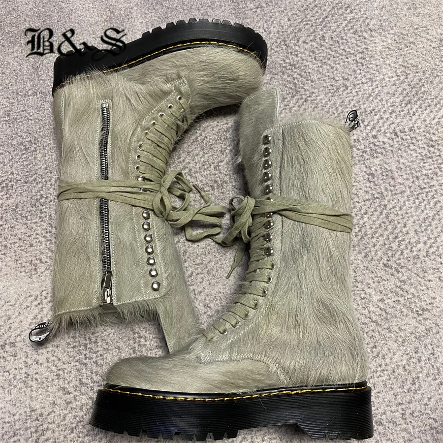 Gray Fur Goodyear Sewing exclusive Real Leather High Top Quality Tooling High Trainer Sneakers Boots