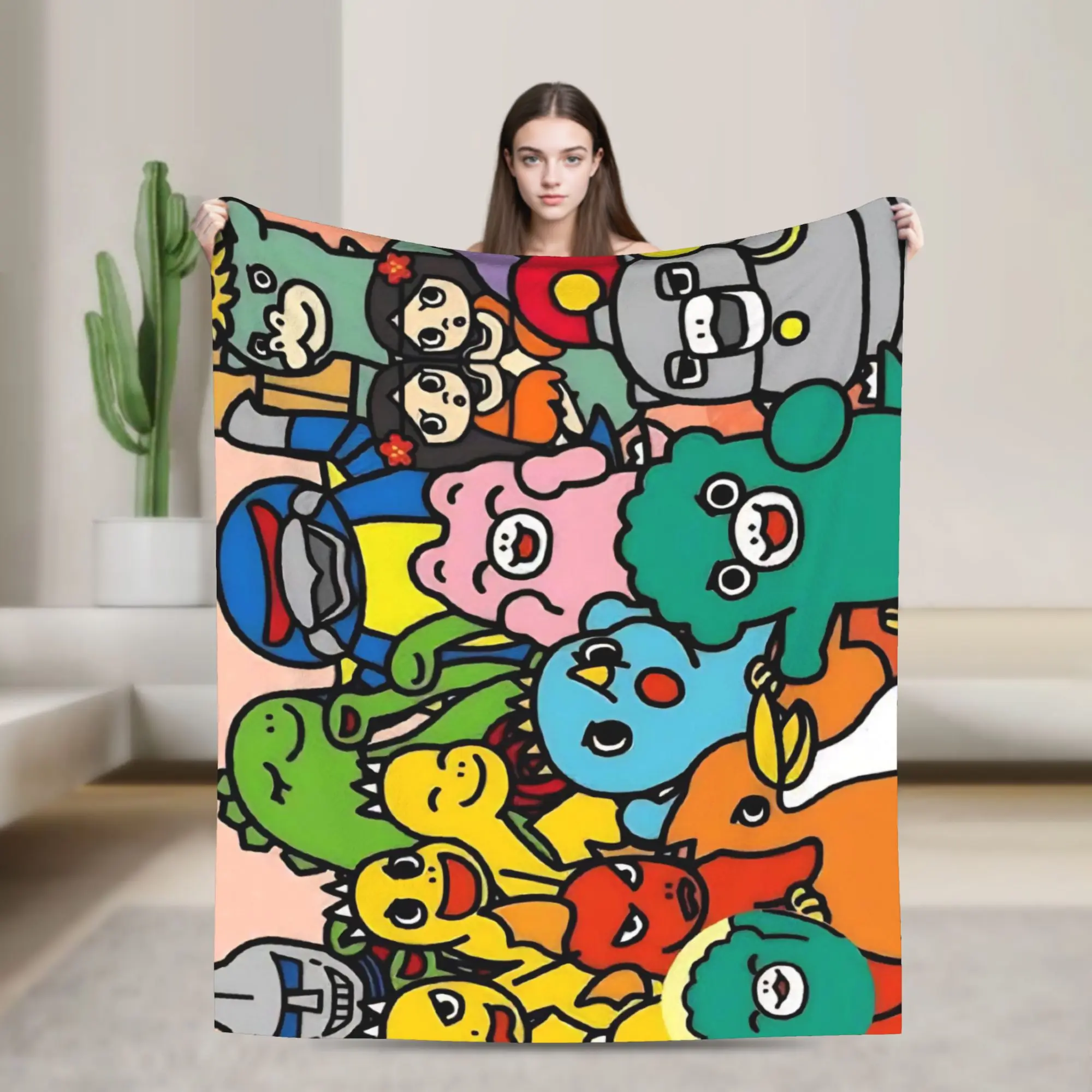 Chibi Monster Raids Again Blankets 90s Fuzzy Funny Soft Throw Blankets for Home  Winter