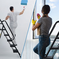 Unfurl up to 62.99inches of ladder with handrails, folding ladder, adult portable steel ladder for home kitchen library office