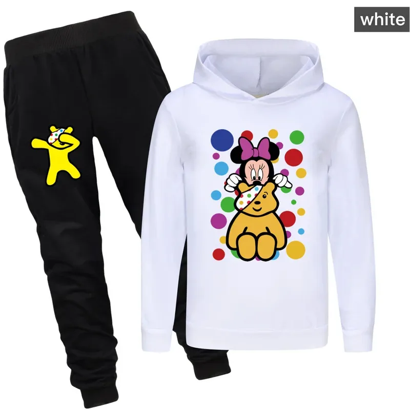 

zz04zz12Новый детский костюм Do The Floss для маленьких девочек, милый мультяшный медведь Pudsey, толстовки с принтом + брюки, костюмы для мальчиков, удобный свитер