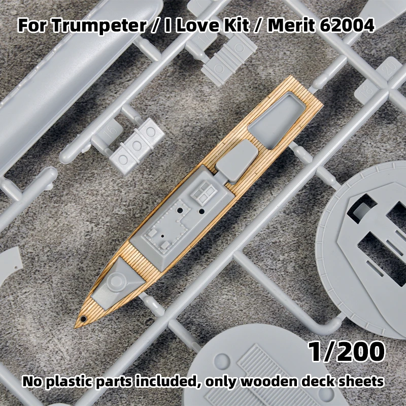 Modell-Upgrade-Teile: Lasergeschnittene Holzdeckplatte mit selbstklebender Ankerkette für Merit I Love Kit 62004 Battleship 1905 1/200 – Detail 6