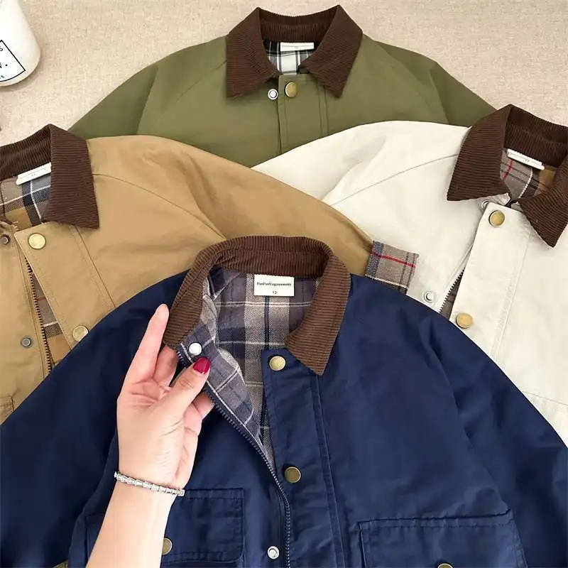 2026 UNITIM Frühling Herbst Kinder Jungen Jacke Kariert mit Taschen Langarm Kleinkind Jungen Oberbekleidung Mantel Kinder Jungen Jacke – Detail 19