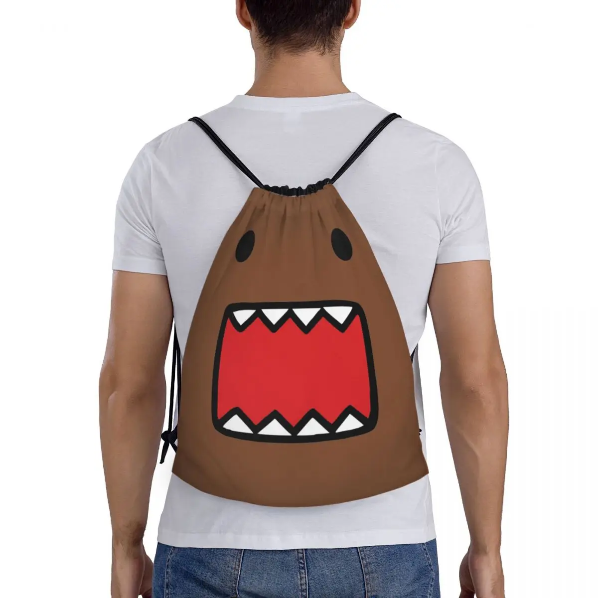 Domo Kun Drawstring Backpack Sports Gym Sackpack String Bags for Exercise